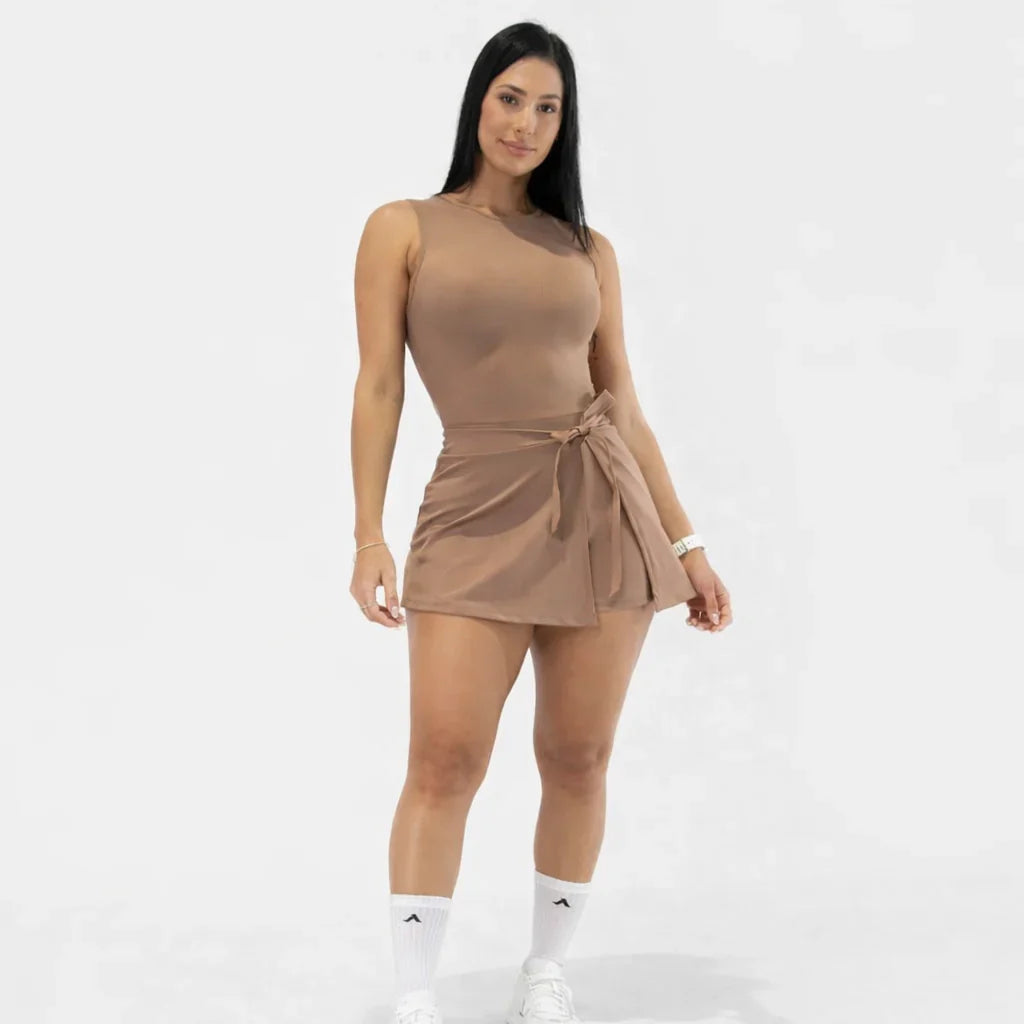 Vestido deportivo enterizo con falda cruzada Fitglance
